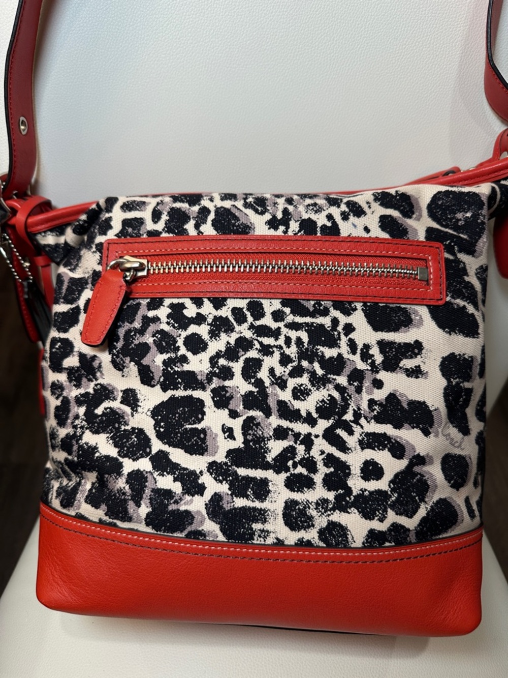 COACH Legacy Ocelot Black/White/Red Cheetah Hobo Shoulder Bag w/ Tassels (NWT) - Picture 5 of 11